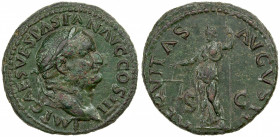 ROMAN EMPIRE: Vespasian, 69-79 AD, AE as (10.11g), Rome, 71 AD, RIC-287, laureate head right, IMP CAES VESPASIAN AVG COS III // Aequitas standing left...