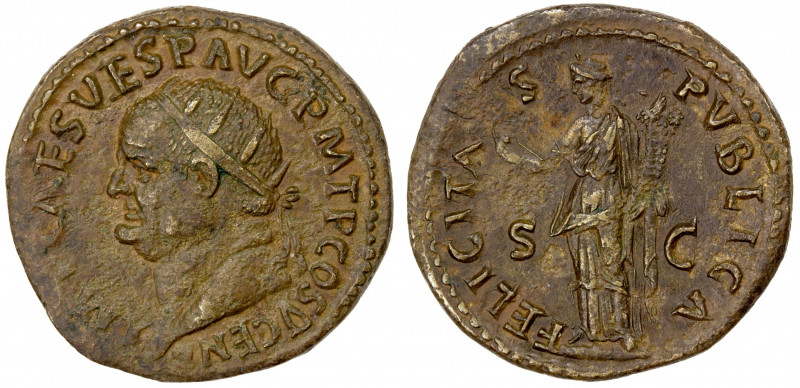ROMAN EMPIRE: Vespasian, 69-79 AD, AE dupondius (12.73g), Rome, 74 AD, RIC-716, ...
