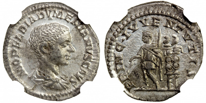 ROMAN EMPIRE: Diadumenian, as caesar, 218 AD, AR denarius (2.57g), Rome, RIC-107...