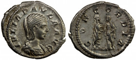 ROMAN EMPIRE: Julia Paula, augusta, 219-220 AD, AR denarius (2.71g), Rome, RIC-214 (Elagabalus), draped bust right with hair waved and fastened in pla...