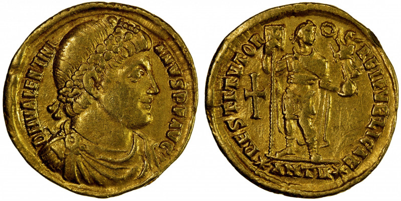 ROMAN EMPIRE: Valentinian I, 364-375 AD, AV solidus (4.39g), S-19264, diademed &...