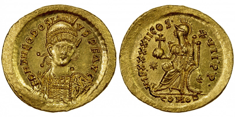 ROMAN EMPIRE: Theodosius II, 402-450 AD, AV solidus (4.51g), Constantinople, Dep...
