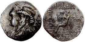 ELYMAIS: Kamnaskires III & Queen Anzaze, ca. 82-72 BC, AR tetradrachm (15.32g), Van't Haaff-7.1.1, jugate draped busts of Kamnaskires, diademed, and Q...