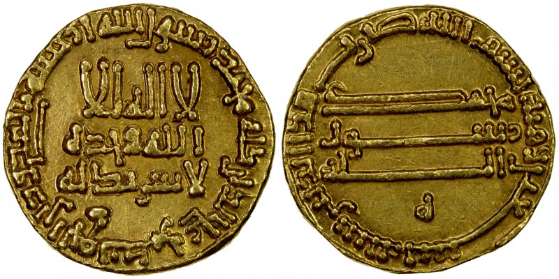 ABBASID: al-Rashid, 786-809, AV dinar (4.20g), NM (Madinat al-Salam), AH190, A-2...