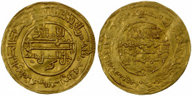 ALMORAVID: Tashufin b. 'Ali, 1142-1145, AV dinar (4.20g), Aghmat, AH538, A-471.1, H-405, bold mint & date on the obverse, reverse double-struck, VF to...