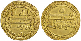 ABBASID OF YEMEN: al-Mu'tamid, 870-892, AR dinar (2.92g), San'a, AH274, A-1055, citing the caliphal heir al-Muwaffaq and his son Ahmad b. al-Muwaffaq,...