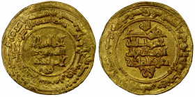 SAMANID: 'Abd al-Malik I, 954-961, AV dinar (3.32g), Amul, AH348, A-1460, some double-striking on the obverse, partly obsuring the mint name, but cert...