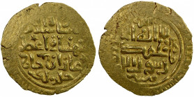ILKHAN: Ghazan Mahmud, 1295-1304, AV dinar (3.18g), MM, DM, A-2167, pre-reform issue, with the title padshah-i islam, "king of Islam", about 15% flat ...