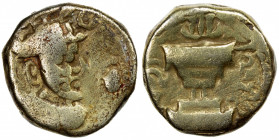INDO-SASANIAN: SIND: "Rana Datasatya", ca. 5th century, debased AV dinar (6.68g), cf. ONS Newletter-149, p.6, king's bust right, sun-wheel before // f...