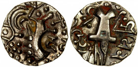 KIDARITE: Vinayaditya, 5th/6th century, debased AV dinar (7.58g), Mitch-3656/60, standing king // stylized deity Ardoksho, superb bold strike, rare in...