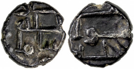 GOVERNORS OF SIND: Unknown governor, ca. 850s, AR damma (0.28g), A-, FT-CS, obverse legend uncertain, something like 'abd / Allah / ...sâma, // standa...