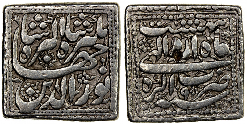 MUGHAL: Jahangir, 1605-1628, AR square rupee (11.30g), Agra, AH1023 year 9, KM-1...