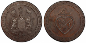 MADRAS PRESIDENCY: AE 1/96 rupee, 1794, KM-392, East India Company issue, struck at the Soho Mint in Birmingham, England, PCGS graded MS63 BN.
Estima...