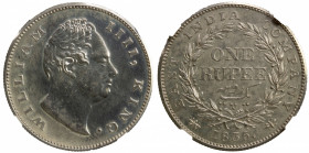 BRITISH INDIA: William IV, 1830-1837, AR rupee, 1835(c), KM-450.2, S&W-1.43, type D/4 with 'F' raised on truncation, a lovely quality proof restrike! ...
