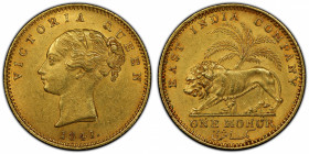 BRITISH INDIA: Victoria, Queen, 1837-1876, AV mohur, 1841(b&c), KM-462.2, S&W-2.1, Prid-18, East India Company issue, continuous legend, no initial on...