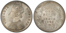BRITISH INDIA: Victoria, Empress, 1876-1901, AR rupee, 1892-C, KM-492, S&W-6.125, a wonderful mint state example! PCGS graded MS64.
Estimate: $150-25...