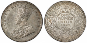BRITISH INDIA: George V, 1910-1936, AR rupee, 1922(b), KM-524, S&W-8.57, scarce date, PCGS graded MS63, S.
Estimate: $150-250