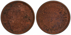 PORTUGUESE INDIA: Luiz I, 1861-1889, AE ½ tanga, 1871, KM-305, a lustrous partially toned mint state example! PCGS graded MS63 RB, ex Joe Sedillot Col...