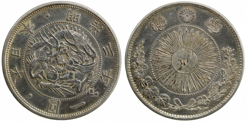 CHINESE CHOPMARKS: JAPAN: Meiji, 1868-1912, AR yen, year 3 (1870), Y-5, JNDA-01-...