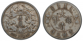 CHINA: Hsuan Tung, 1909-1911, AR dollar, year 3 (1911), Y-31, L&M-37, without dot & flame variety, several small chopmarks, PCGS graded VF details.
E...