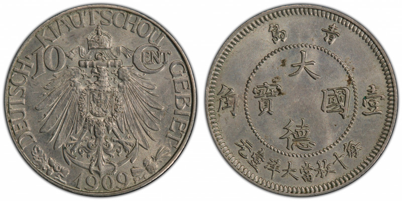 KIAUCHAU: Wilhelm II, 1898-1914, 10 cents, 1909, Y-2, Deutsche Kiautschou Gebiet...