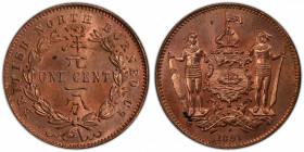 BRITISH NORTH BORNEO: Victoria, 1881-1901, AE cent, 1891-H, KM-2, British North Borneo Company issue, a wonderful red lustrous example! PCGS graded MS...