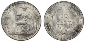 FRENCH INDOCHINA: AR 10 centimes, 1917-A, KM-9, Lec-155, a superb lustrous example! PCGS graded MS64.
Estimate: $150-250