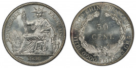 FRENCH INDOCHINA: AR 50 centimes, 1936, KM-4a.2, Lec-261, a fantastic quality example! PCGS graded MS66.
Estimate: $150-250