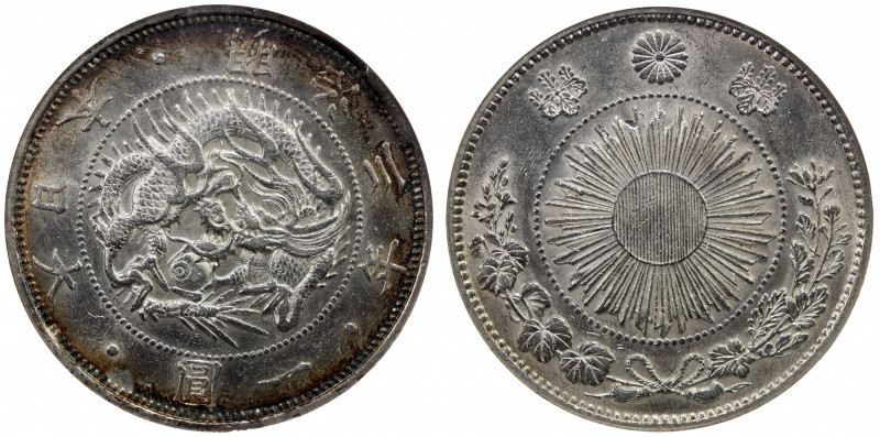 JAPAN: Meiji, 1867-1912, AR yen, year 3 (1870), Y-5.1, Dav-273, Type I, lustrous...