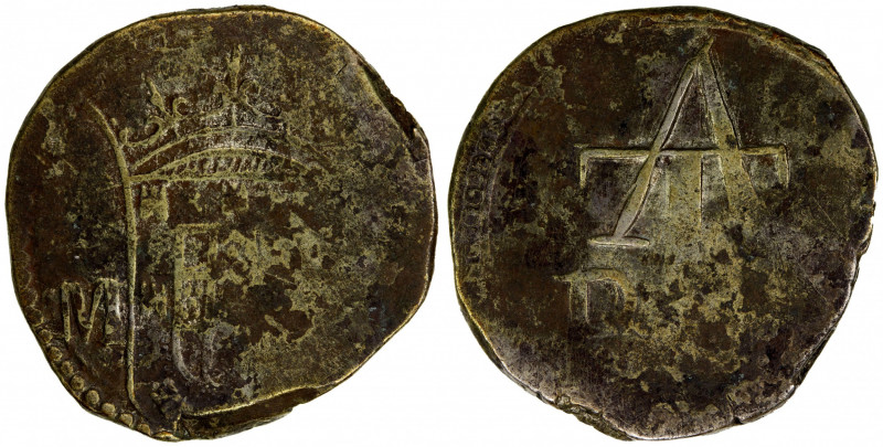 PORTUGUESE MALACCA: Filipe III, 1621-1640, AR 2 tangas (5.90g), DM (1632-36), Go...