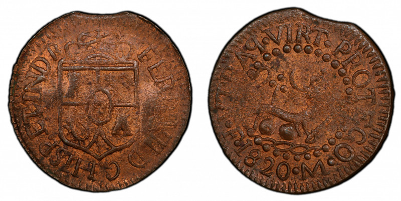 PHILIPPINES: Fernando VII, 1808-1833, AE octavo, 1820, KM-8, a lovely mint state...