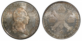 AUSTRIAN NETHERLANDS: Franz II, 1792-1806, AR kronenthaler, 1793-A, KM-62.1, a lovely mint state example with bright lustrous surfaces! PCGS graded MS...