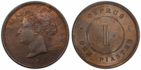 CYPRUS: Victoria, 1878-1901, AE piastre, 1879, KM-3, an attractive lustrous example, PCGS graded MS62 BN.
Estimate: $150-250