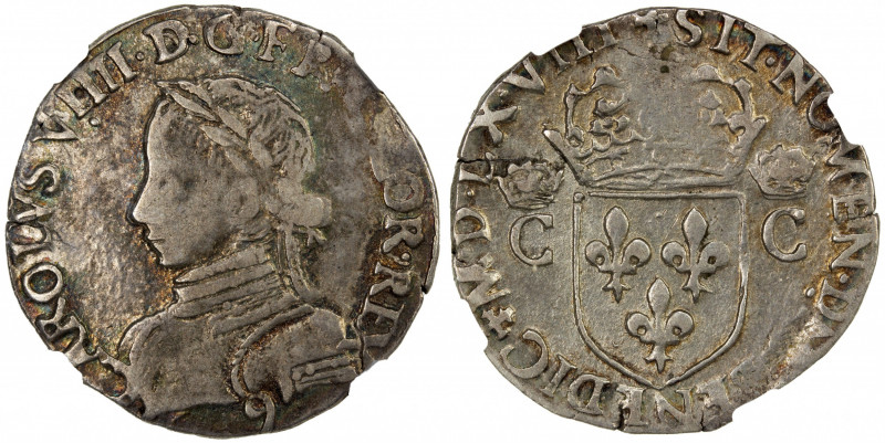 FRANCE: Charles IX, 1560-1574, AR demi-teston, 1568, Duplessy-1072var, Rennes mi...