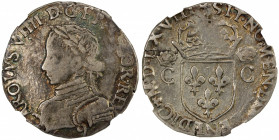 FRANCE: Charles IX, 1560-1574, AR demi-teston, 1568, Duplessy-1072var, Rennes mint issue with "9" mintmark below bust, erroneously labeled teston on h...