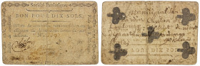 FRANCE: playing card money (10 sols), 1791, Opitz p.261, 83x55mm, billet de confiance issued by Société Patriotique from the town of St. Maixent, seri...