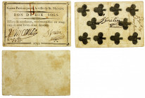 FRANCE: playing card money (10 sols), 1791, Opitz p.261, 84 x 56mm, billet de confiance issued by Société Patriotique for the town of St. Maixent, ser...