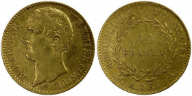 FRANCE: Napoleon I, as First Consul, 1799-1804, AV 40 francs, AN IX-A, KM-652, Fr-481, AGW 0.3734 oz, cleaned, two-year type, VF.
Estimate: $700-800