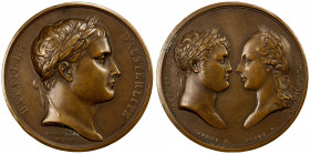 FRANCE: Napoleon I, as Emperor, 1804-1814, 1815, AE medal (34.51g), 1805, Bramsen-446, 41mm bronze medal for the Battle of Austerlitz by Andrieu; laur...