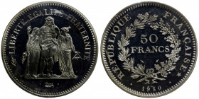 FRANCE: Fifth Republic, AR 50 francs, 1980, KM-P680, piedfort (piéfort) issue, with original certificat de garantie de PIEFORT, Proof.
Estimate: $150...