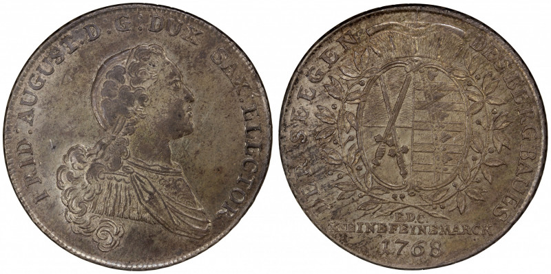 SAXONY: Friedrich August III, 1763-1806, AR thaler, 1768, KM-990, Dav-2683, mint...