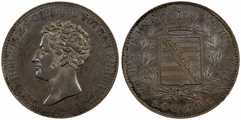 SAXE-COBURG-GOTHA: Ernst I, 1826-1844, AR thaler, 1829, KM-30, Dav-818. Cr-99a, ...