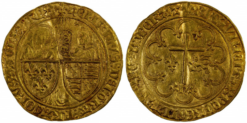 ANGLO-GALLIC: Henry VI, 1422-1450, AV salut d'or (3.46g), St. Lô, ND [1423-1427]...