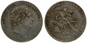 GREAT BRITAIN: George III, 1760-1820, AR crown, 1820, KM-675, Spink-3787, lightly cleaned, starting to retone, year LX, still with some luster, About ...