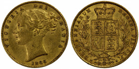 GREAT BRITAIN: Victoria, 1837-1901, AV sovereign, 1866, KM-736.2, Fr-387i, AGW 0.2355 oz, die number 64, Choice VF.
Estimate: $425-525