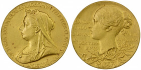 GREAT BRITAIN: Victoria, 1837-1901, AV medalet (12.76g), 1897, BHM-3506, Eimer-1817b, 0.4090 oz AGW, 26mm 24 kt. gold medalet for the Diamond Jubilee ...