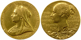 GREAT BRITAIN: Victoria, 1837-1901, AV medalet (12.72g), 1897, BHM-3506, Eimer-1817b, 0.4090 oz AGW, 26mm 24 kt. gold medalet for the Diamond Jubilee ...