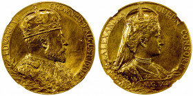 GREAT BRITAIN: Edward VII, 1901-1910, AV medal, 1902, BHM-3737, Eimer-1871b, 31mm 24 kt. gold medal for the Coronation of Edward VII by G. W. de Saull...