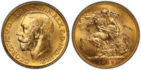 GREAT BRITAIN: George V, 1910-1936, AV sovereign, 1925, KM-820, S-3996, a wonderful lustrous example! PCGS graded MS64.
Estimate: $450-550