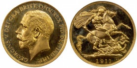 GREAT BRITAIN: George V, 1910-1936, AV 2 pounds, 1911, KM-821, S-3995, mintage of only 2,812 proof coins, a superb quality example with brilliant lust...